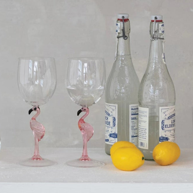 Flamingo Stemmed Wine Glass