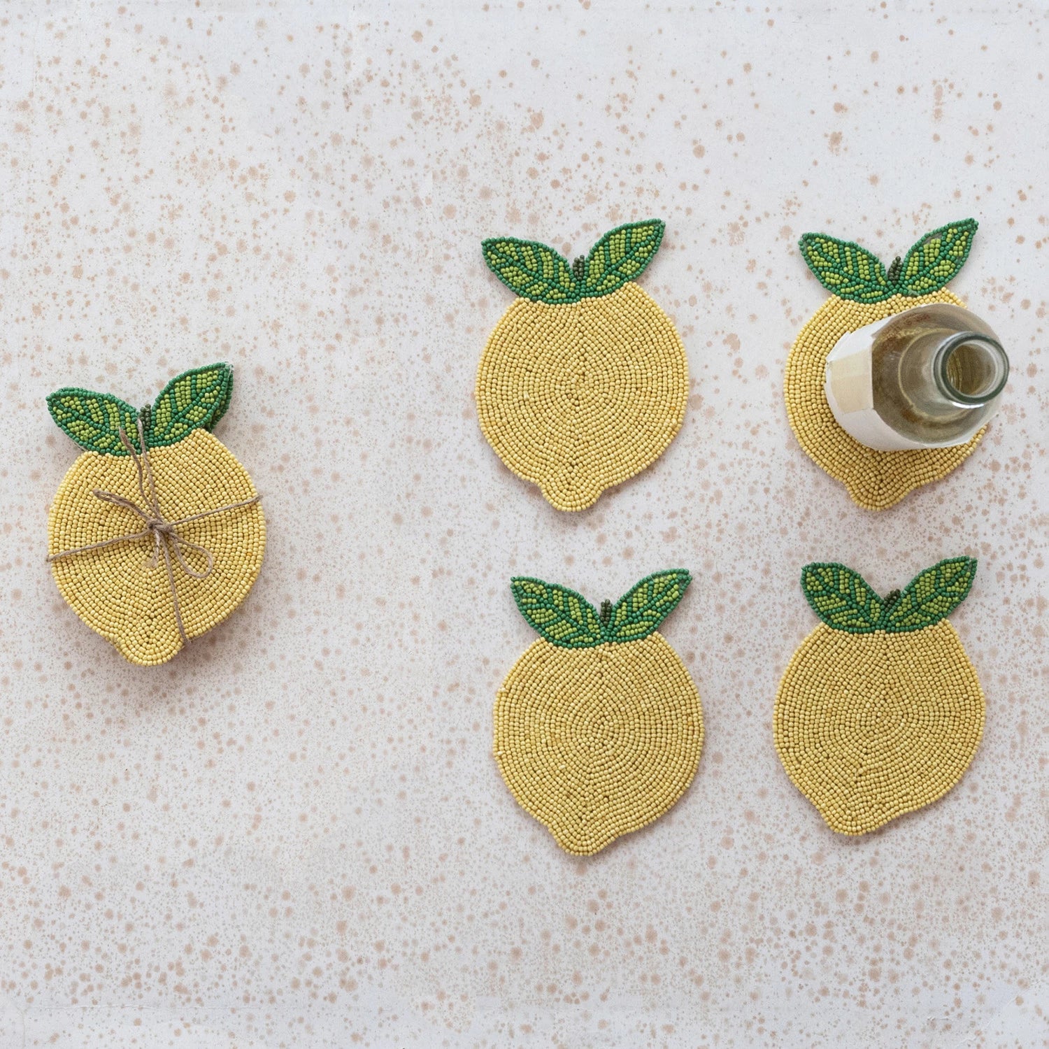 Beaded Lemon Coasters (Set of 4)