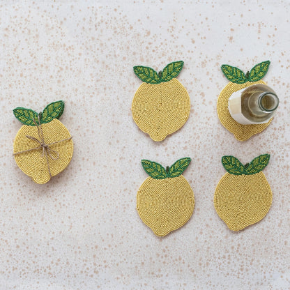 Beaded Lemon Coasters (Set of 4)