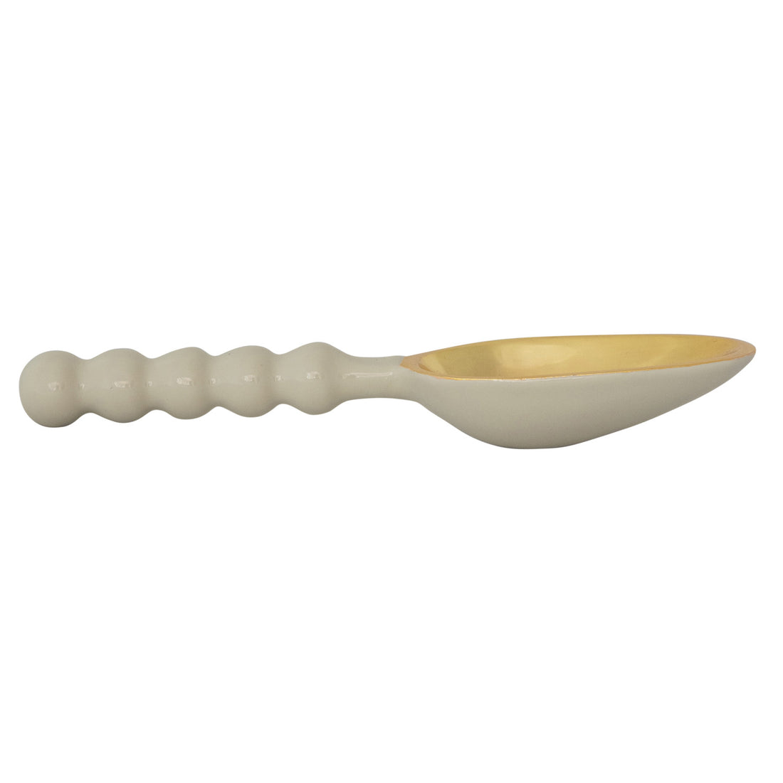 Enameled Aluminum Scoop with Ball Handle, Gold Finish &amp; Mint Color