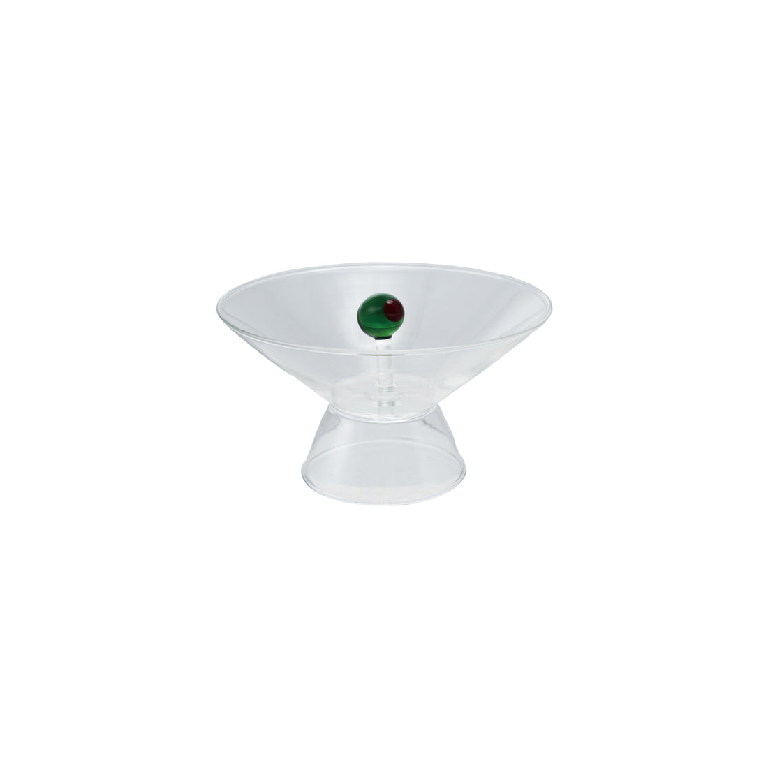 10 oz. Footed Glass Bowl with Hand-Blown Olive Inside, Green &amp; Red