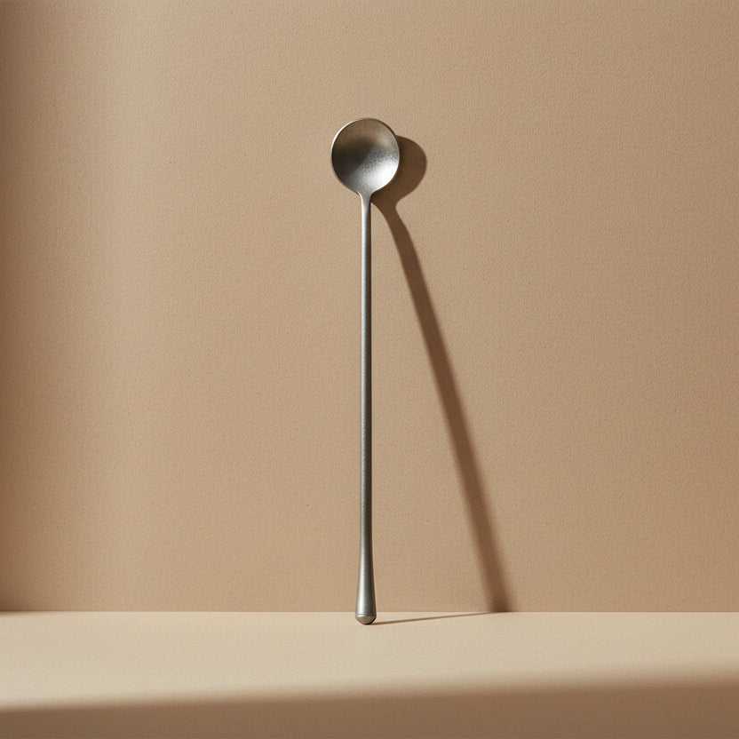 Stainless Steel Cocktail Spoon, Brushed Pewter Finish
