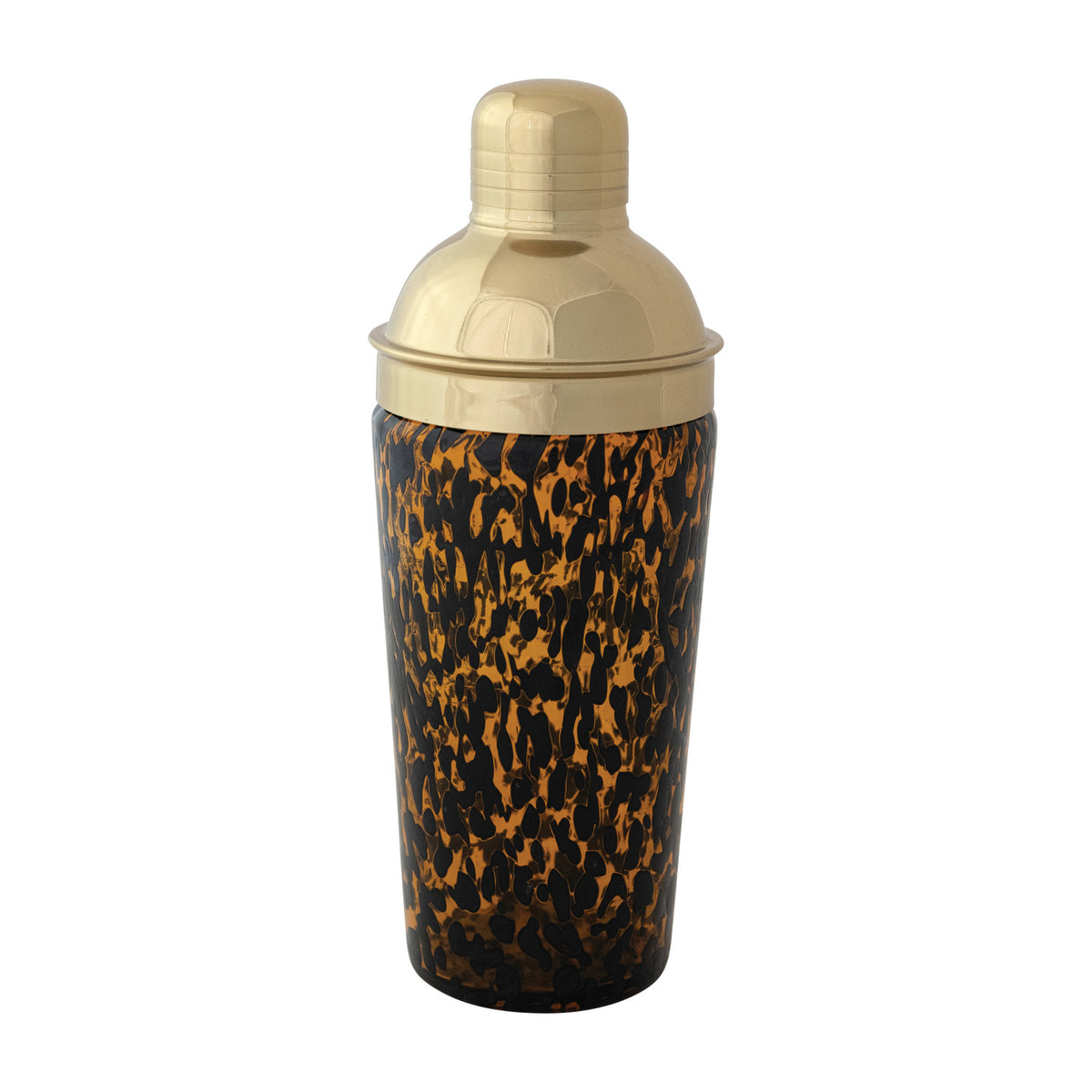 20 oz. Confetti Glass Cocktail Shaker w/ Stainless Steel Top, Tortoise Shell &amp; Gold Finish