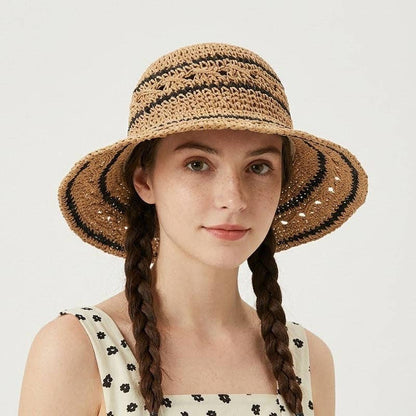 Color Block Woven Beach Straw Hat