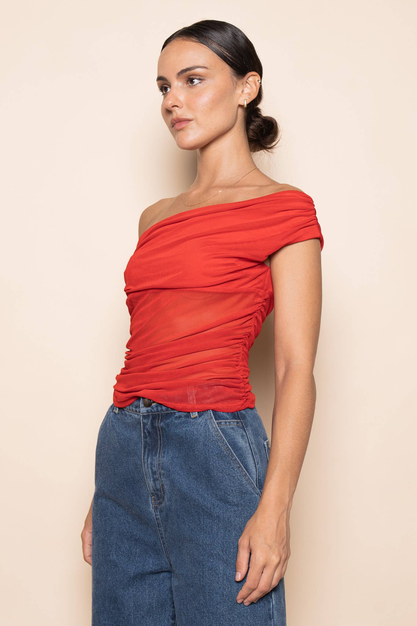 ONE SHOULDER MESH TANK TOP - Salt &amp; Creek