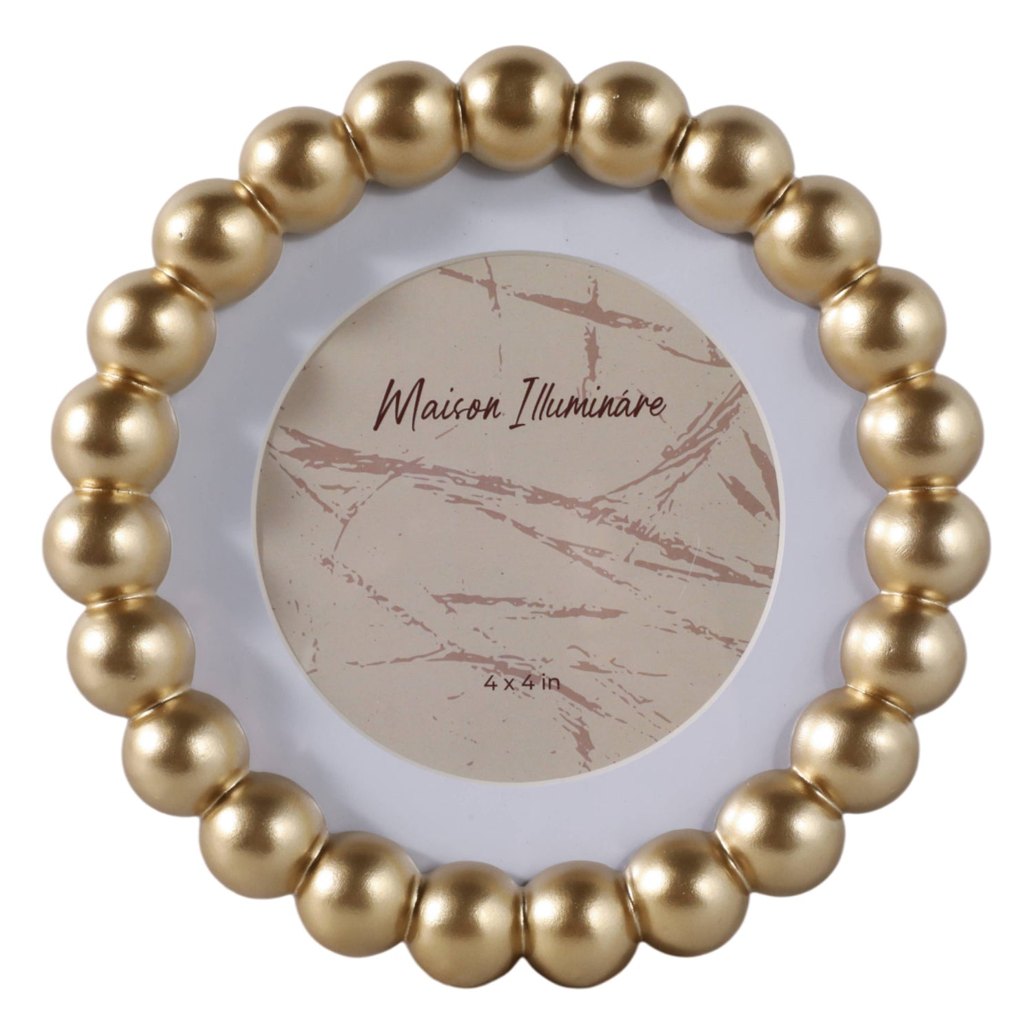 Photo Frame - Gold Glass Elegant Matted Beaded, 6x6 in.