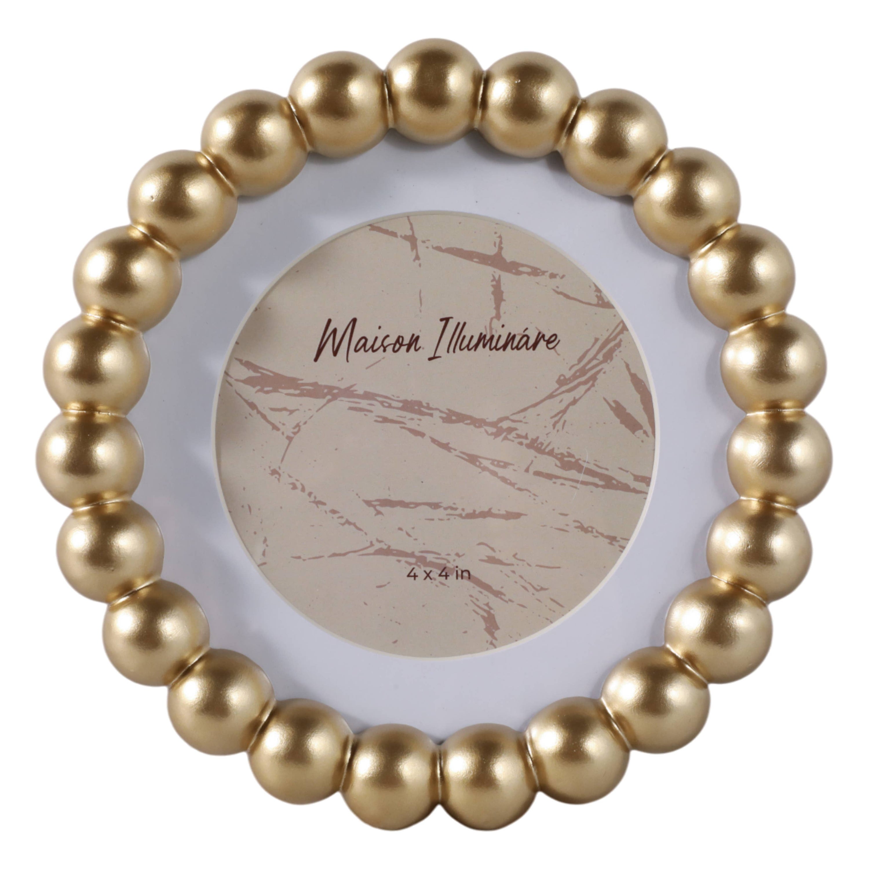 Photo Frame - Gold Glass Elegant Matted Beaded, 6x6 in.
