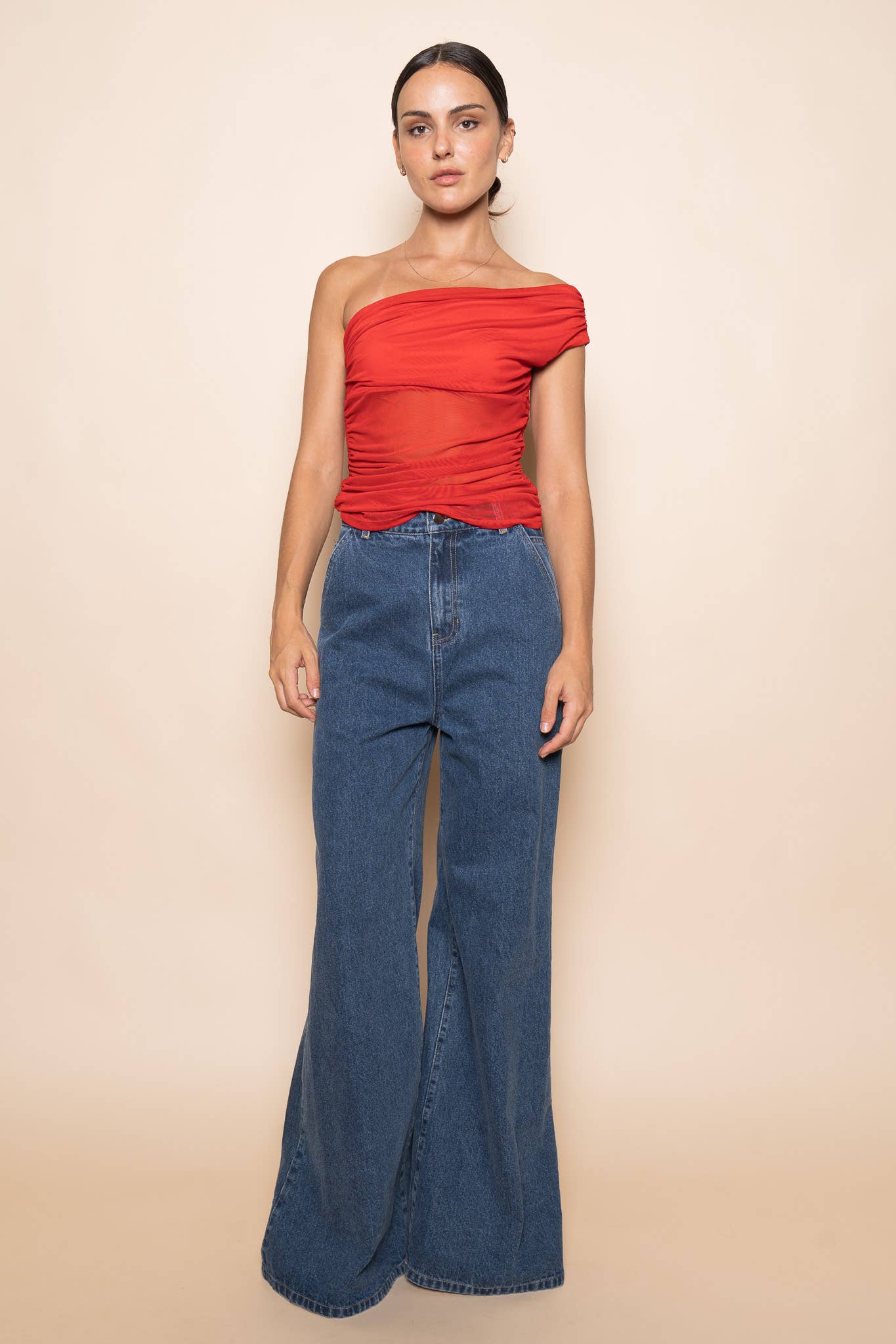 ONE SHOULDER MESH TANK TOP - Salt &amp; Creek