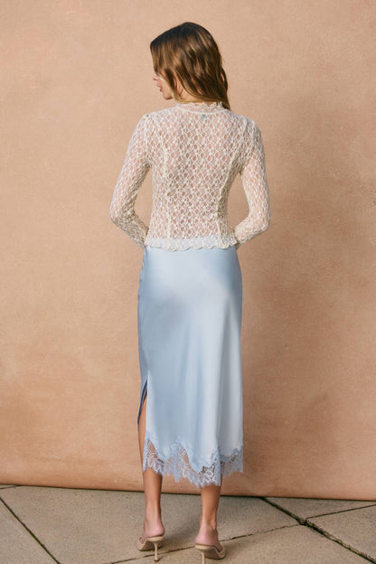 Dull Satin Lace Hem Pencil Skirt - Salt &amp; Creek