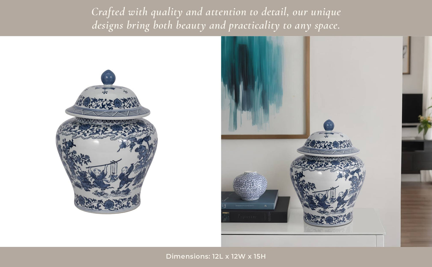 Blue Blossoms Temple Jar