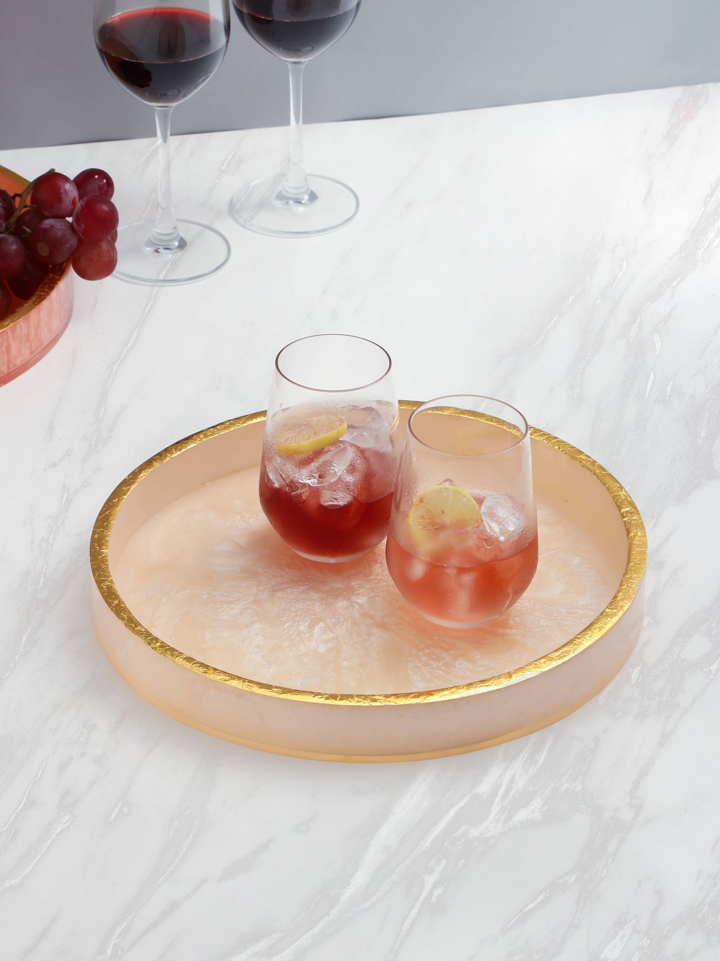 Ivory Resin Round Serving Tray - Salt &amp; Creek