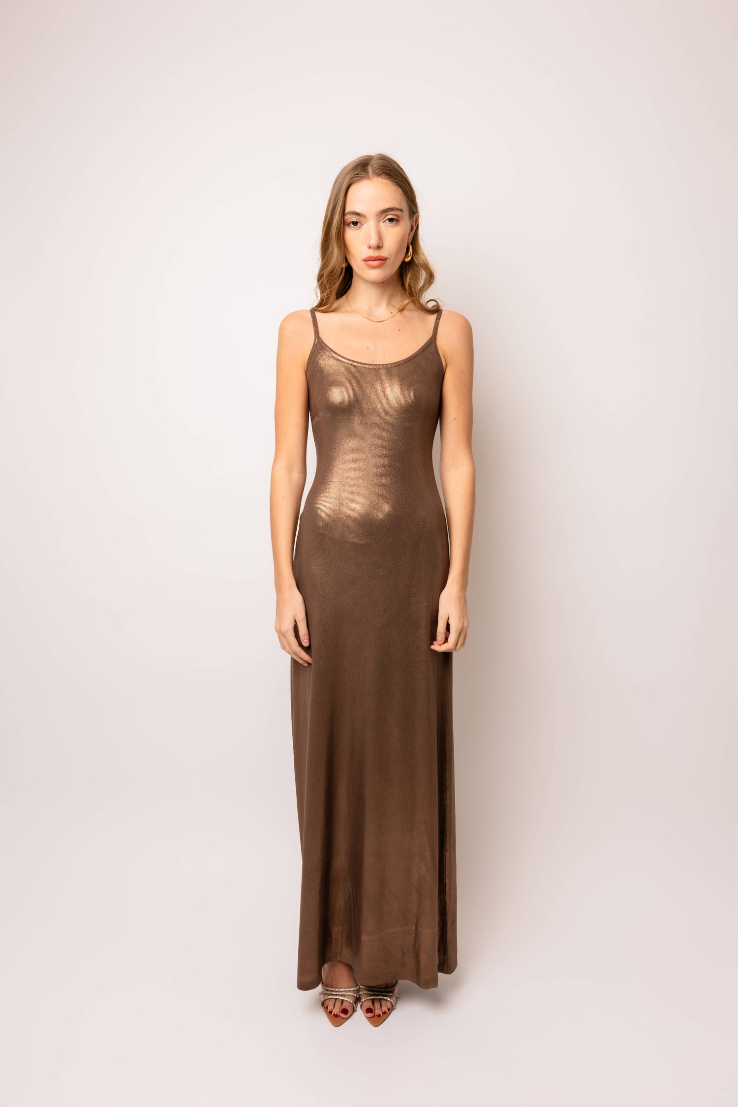 Kimber Bronze Metallic Dress Brown / S Kimber Bronze Metallic Dress Brown / S