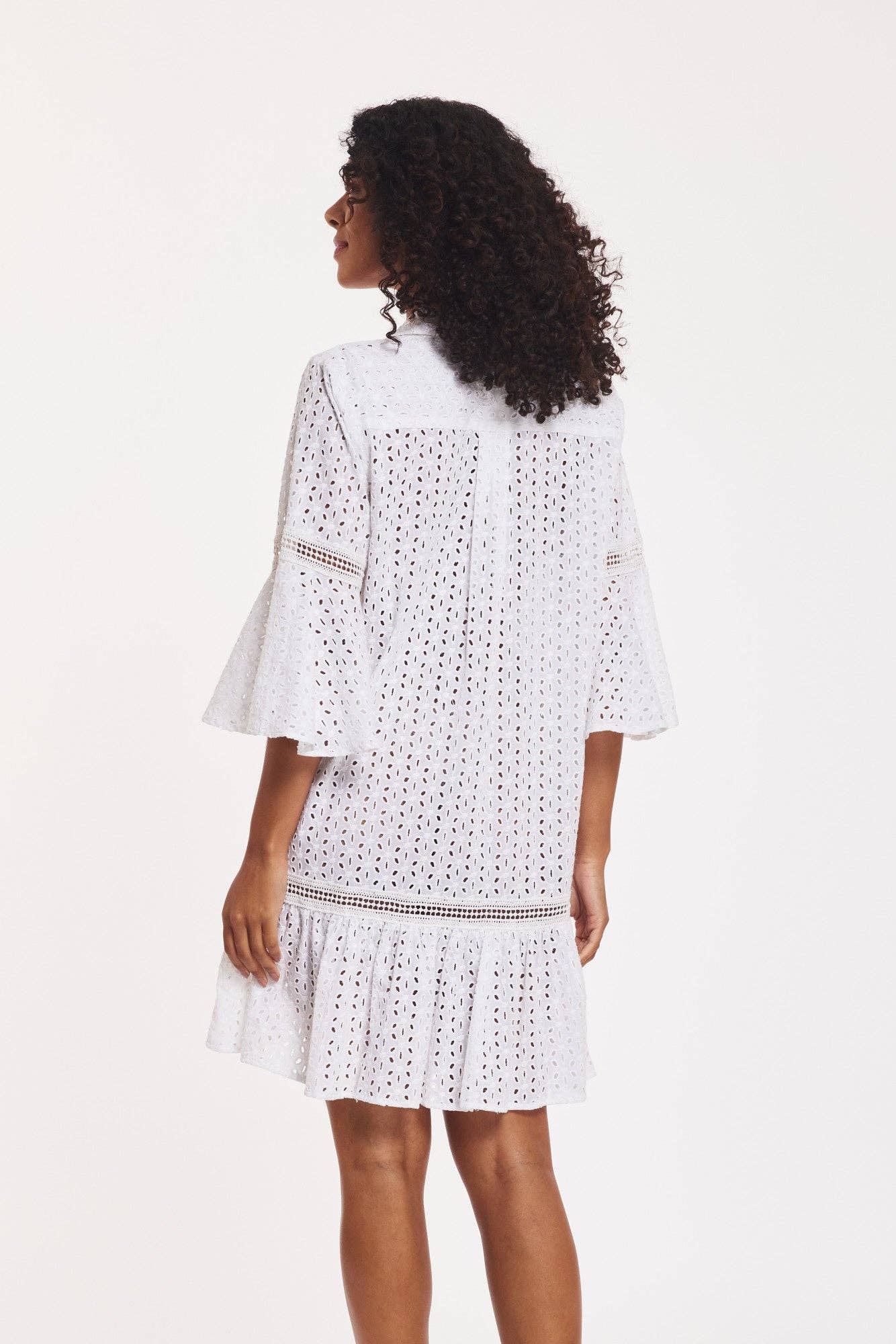 Delaney Midi Dress White Eyelet Lace Dress