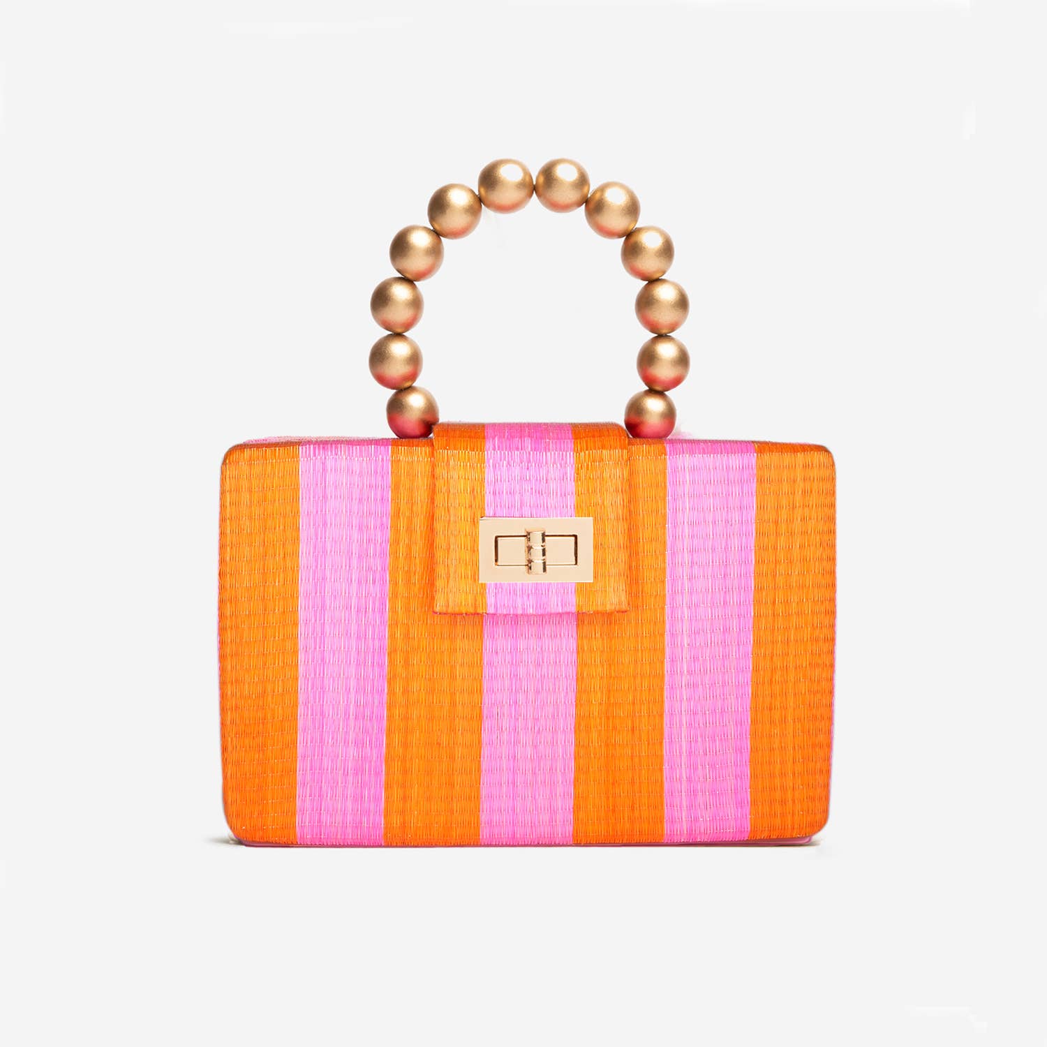 Pink &amp; Orange Stripe Bag | Gold Handle | Statement Clutch - Salt &amp; Creek