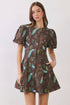 Peacock Print Puff Sleeve Button Down Mini Dress - Salt & Creek
