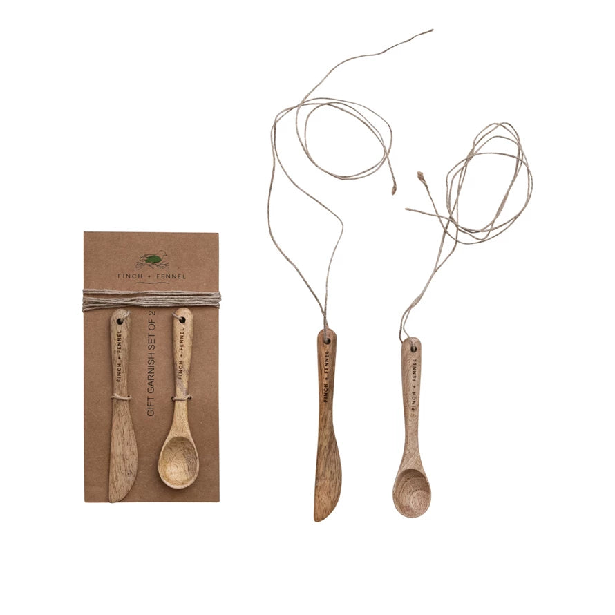 Mango Wood Spoon & Canape Knife (Set of 2)