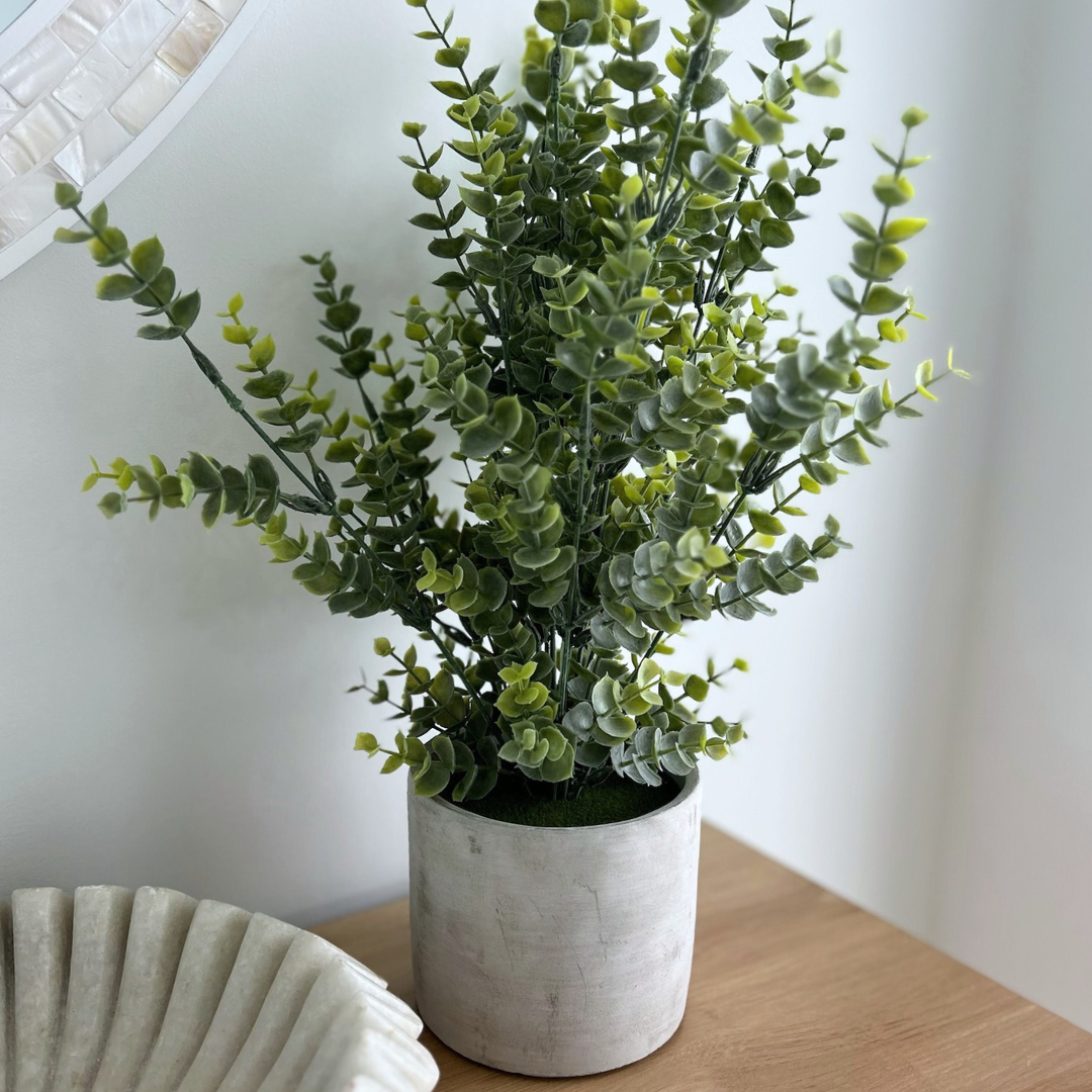 Artificial Herbs in Cement Pot