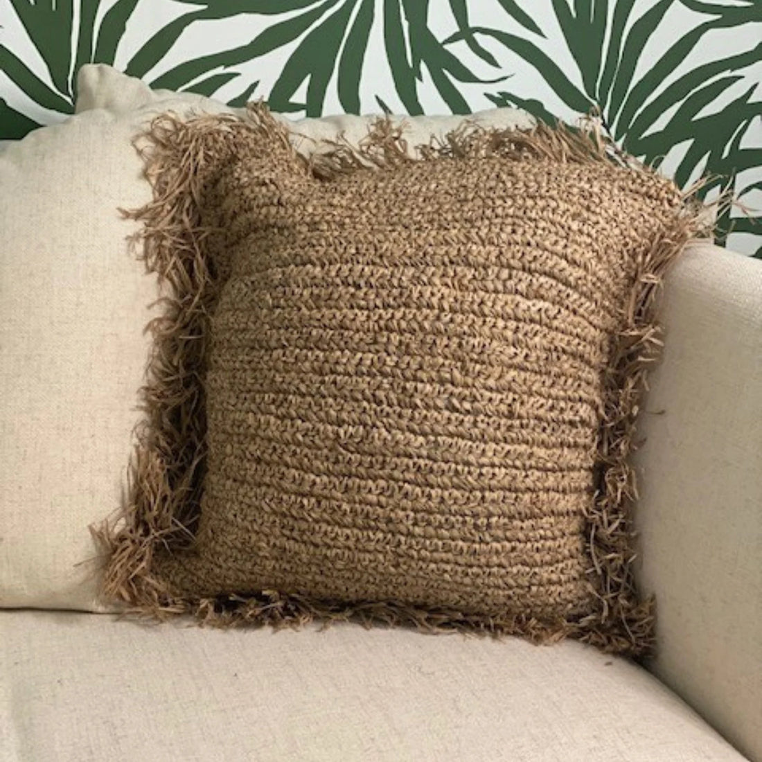 Raffia Fringe Pillow Cover