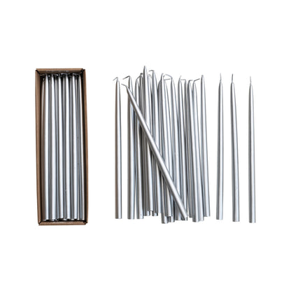 Unscented Thin Taper Candles in Box, Set of 24 (Est. Burn Time 3 Hours)