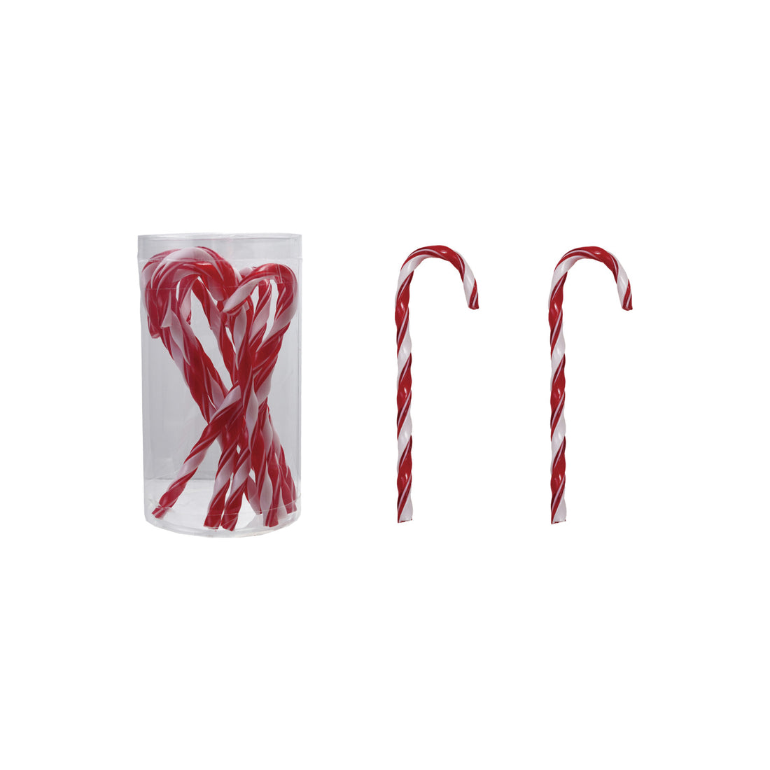 Plastic Candy Cane Drink Stirrers with Stripes, Set of 10